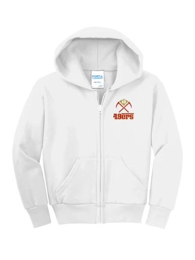 GVYF 49ers Youth Core Fleece Full-Zip Hooded Sweatshirt preview, front