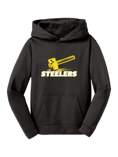 GVYF Steelers Youth Sport-Wick Fleece Hooded Pullover preview, front