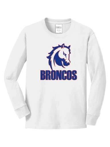 GVYF Broncos Youth Long Sleeve Core Cotton Tee preview, front