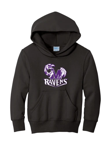 GVYF Ravens Youth Core Fleece Pullover Hooded Sweatshirt preview, front