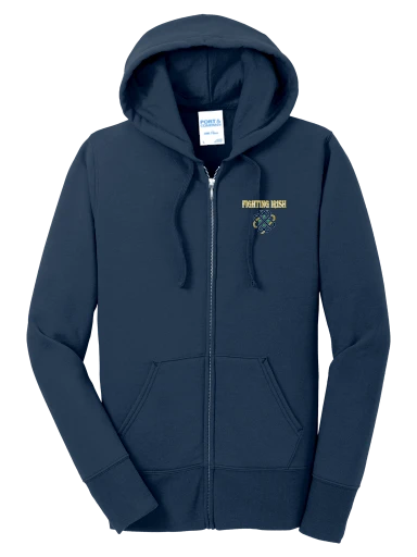 GVYF Fighting Irish Women's Core Fleece Full-Zip Hooded Sweatshirt preview, front