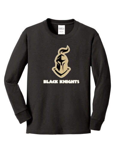 GVYF Black Knights Youth Long Sleeve Core Cotton Tee preview, front
