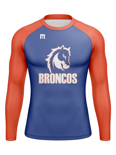 GVYF Broncos Men’s Compression Raglan Long Sleeve Rash Guard preview, front