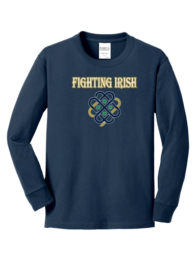 GVYF Fighting Irish Youth Long Sleeve Core Cotton Tee preview, front