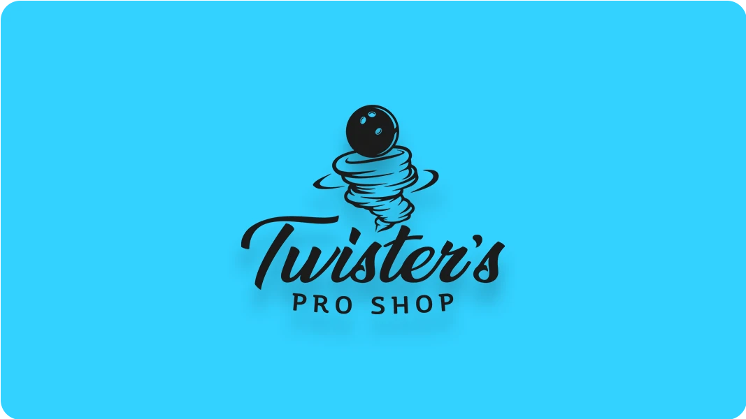 Twisters pro shop logo on a blue background