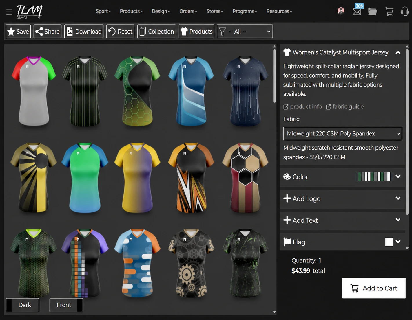 Customize team uniform