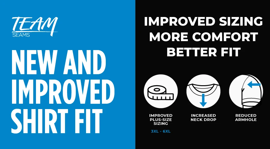 We corrected undersized 3XL–6XL shirts and adjusted the neck drop and armholes to improve comfort, proportions, and overall fit.